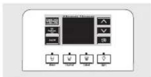 Screenshot of a software interface with labeled buttons and a central screen showing a black rectangle.
