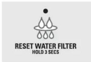 RESET WATER FILTER HOLD 3 SECS