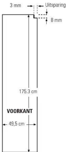 3 mm Uitsparing 8 mm 175.3 cm VOORKANT 49,5 cm