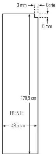 3 mm Corte 8 mm 170,9 cm FRENTE 49,5 cm