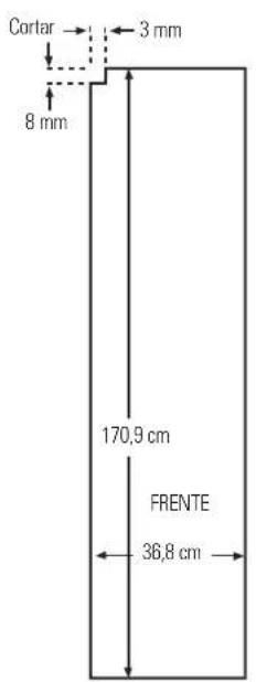 Cortar 8 mm 3 mm 170,9 cm FRENTE 36,8 cm
