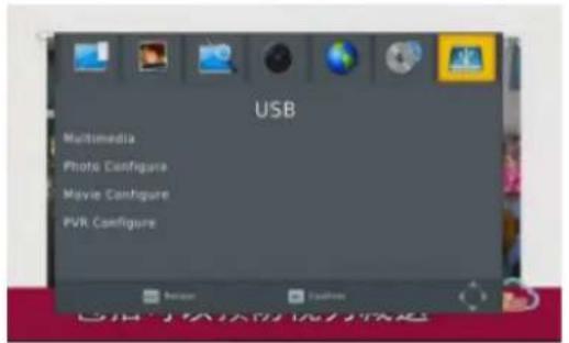 USB Multimedia Photo Configure Movie Configure PVR Configure
