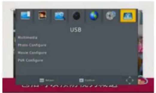 USB Multimedia Photo Configure Movie Configure PVR Configure