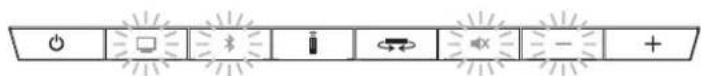 Control panel interface with battery, switch, battery icon, and indicator lights