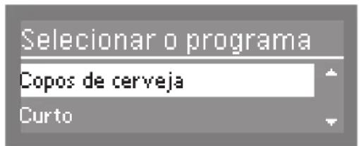 Seleccionar o programa Copos de cerveja Curto