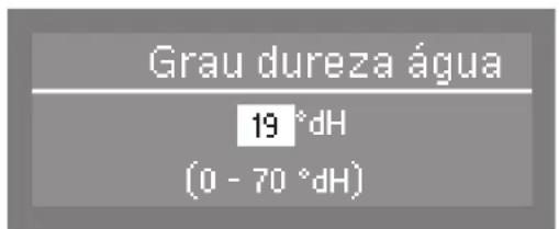 Grau dureza água 19 °dH (0 - 70 °dH)