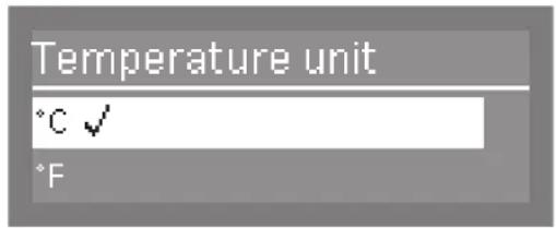 Temperature unit °C ✓ °F