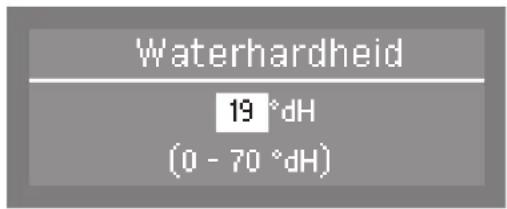 Waterhardheid 19 °dH (0 - 70 °dH)