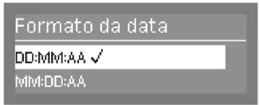 Formato da data DD:MM:AA ✓ MM:DD:AA