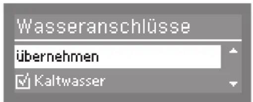 Wasseranschlüsse übernehmen Kaltwasser
