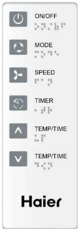 ON/OFF MODE SPEED TIMER TEMP/TIME TEMP/TIME Haier