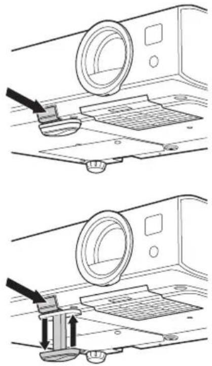 SONY VPL-DX126 - Regolazione dell'inclinazione del proiettore con il pulsante di regolazione piedino/i piedini posteriori (regolabili) - 1