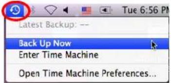 Latest Backup: -- Back Up Now Enter Time Machine Open Time Machine Preferences...