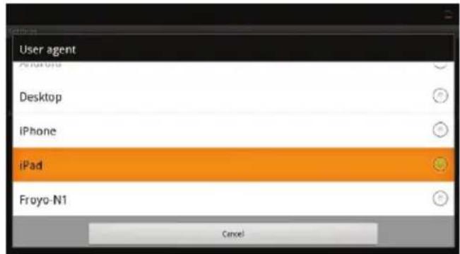 User agent Desktop iPhone iPad Froyo-N1 Cancel