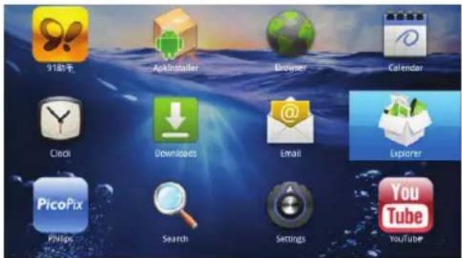 91助手 AppInstaller Browser Calendar Clock Downloads Email Explorer PicoPix Phillips Search Settings YouTube