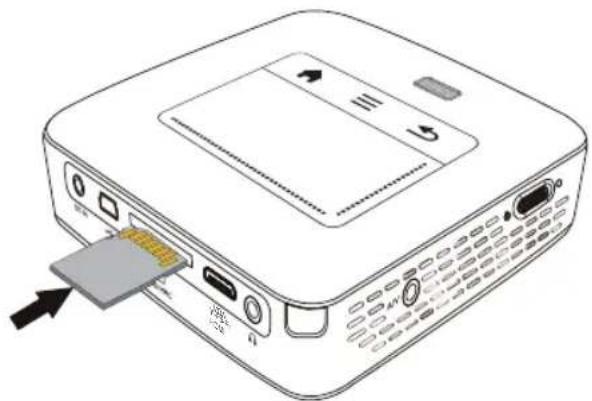 PHILIPS PicoPix PPX3614TV - Mise en place d'une carte mémoire - 1