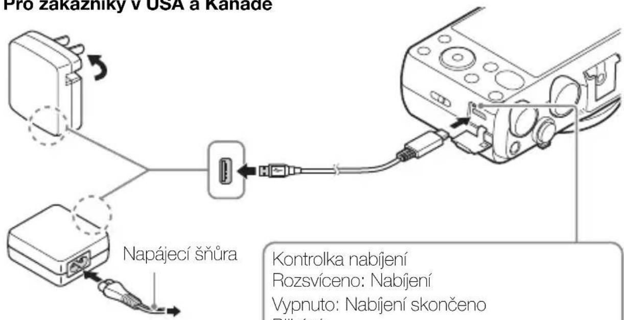 Pro zakazníky v USA a Kanade Napájecí šnůra Kontrolka nabíjení Rozsvíceno: Nabíjení Vypnuto: Nabíjení skončeno