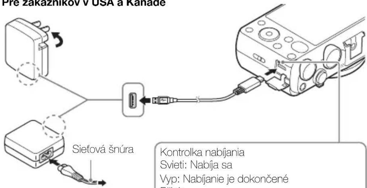 Pre zakaznikov v USA a Kanade Sietová šnúra Kontrolka nabíjania Svieti: Nabíja sa Vyp: Nabíjanie je dokončené