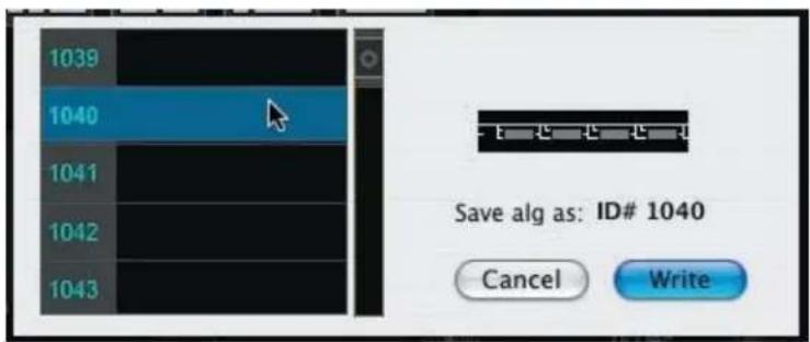 1039 1040 1041 1042 1043 Save alg as: ID# 1040 Cancel Write