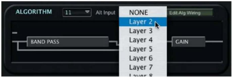 ALGORITHM 11 Alt Input NONE Edit Alg Wiring BAND PASS Layer 2 Layer 3 Layer 4 Layer 5 Layer 6 Layer 7 Layer 8 GAIN