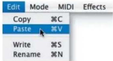 Edit Mode MIDI Effects Copy C Paste V Write S Rename N
