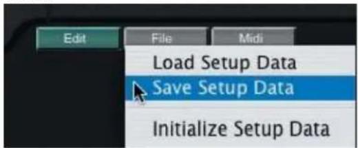 Edit File Midi Load Setup Data Save Setup Data Initialize Setup Data