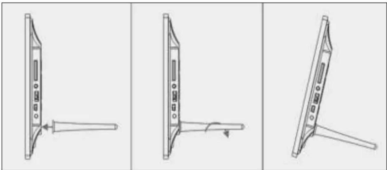 Three sequential line drawings of a device with a handle, showing a left-side change, right-side shift, and top-down view (no text or symbols)