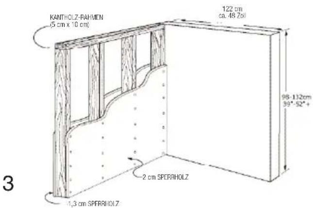 KANTHOLZ-RAHMEN (5 cm x 10 cm) 122 cm ca. 48 Zol 96-132cm 39"-52" 2 cm SPERRHOLZ 4,3 cm SPERRHOLZ 3