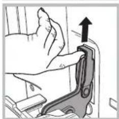 Illustration of a hand pressing down on a mechanical component with an upward arrow (no text or symbols)