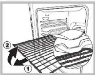 Diagram showing a refrigerator interior with labeled parts and a magnified view of the interior wall.