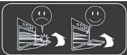 Two identical icons showing a computer monitor with a sad face and a document, each paired with a smiling face icon.