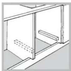 Pure technical line drawing of a cabinet or enclosure structure without any text, numbers, or symbols