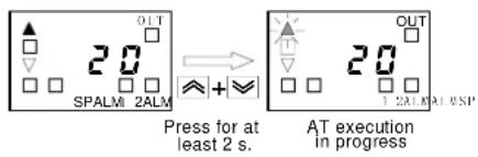 OUT 20 SPALMI 2ALM Press for at least 2 s. AT execution in progress