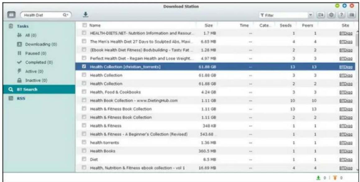 Download Station Health Diet Q* Tasks All (0) Downloading (0) Paused (0) Completed (0) Active (0) Inactive (0) BT Search RSS Name Size Time Cate... Seeds Peers Site HEALTH-DIETS.NET- Nutrition Information and Resour... 1.7 MB -- 1 1 BTDlog The Men's Health Diet 27 Days to Sculpted Abs, Maxi... 6.65…