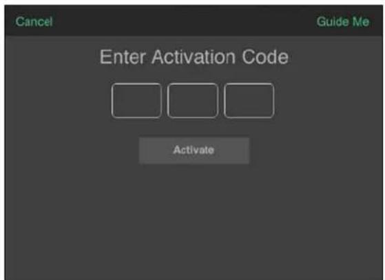 Cancel Guide Me Enter Activation Code Activate