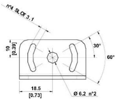 n°4 SLOT 3.1 10 [0.39] 30° 60° 18.5 [0.73] Ø 6.2 n°2