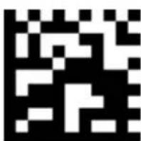 Black and white pixelated QR code pattern with no readable text or symbols
