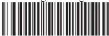 Black and white barcode image with vertical lines and a small number '1' at the top