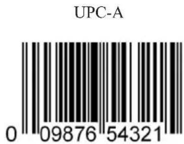 UPC-A 0 09876 54321