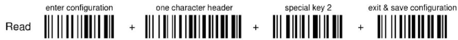 enter configuration one character header special key 2 exit & save configuration Read