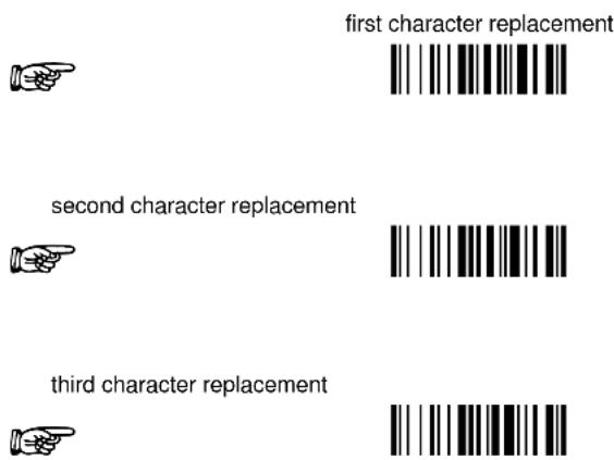 first character replacement second character replacement third character replacement