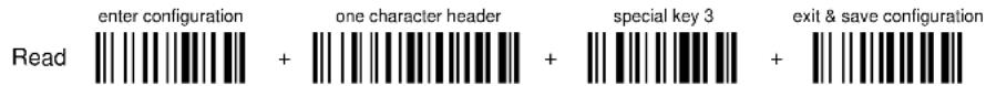 enter configuration one character header special key 3 exit & save configuration Read