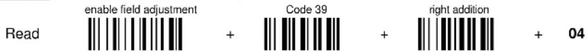 Read enable field adjustment + Code 39 + right addition + 04