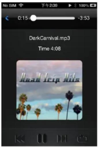No SIM 下午2:39 100% 0:15 -3:53 DarkCarnival.mp3 Time 4:08 Load Trip Hits