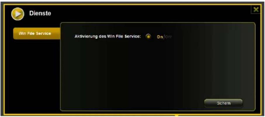 Dienste Win File Service Aktivierung des Win File Service: On/ort Schem