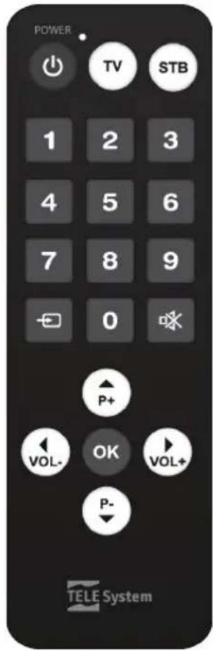 POWER 1 2 3 4 5 6 7 8 9 0 P+ VOL- OK VOL+ P- TELE System