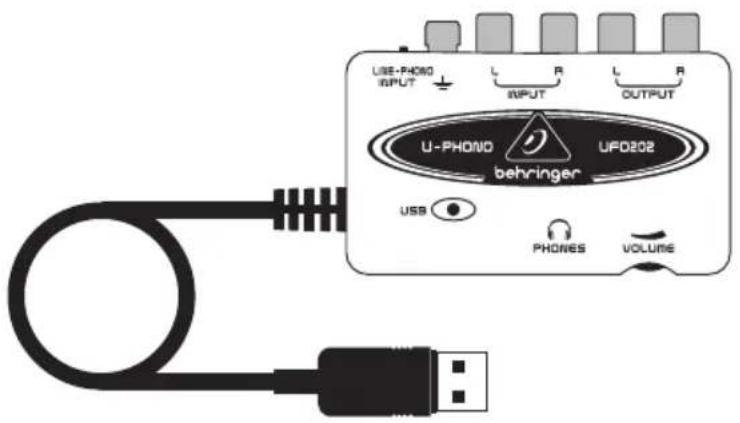 USE-PHONO INPUT L R L R INPUT OUTPUT U-PHONO behringer UFD202 USB PHONES VOLUME