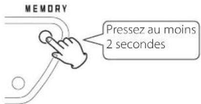 MEMORY Pressez au moins 2 secondes