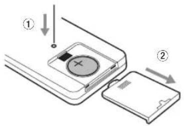 Diagram showing two labeled components of a device with arrows indicating direction of movement or change.