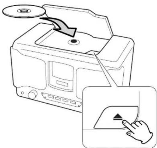 TEAC SL-D800BT - Appuyez sur la touche Ouvrir/Fermer (▲) pour ouvrir le couvercle. Placez un disque avec sa face sérigraphiée vers le haut, et fermez le couvercle. - 1